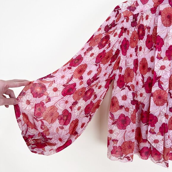 Rare Aritzia Wilfred Barbara Blouse Pleated Chiffon Balloon Sleeve Pussy Bow Top - Picture 4 of 9